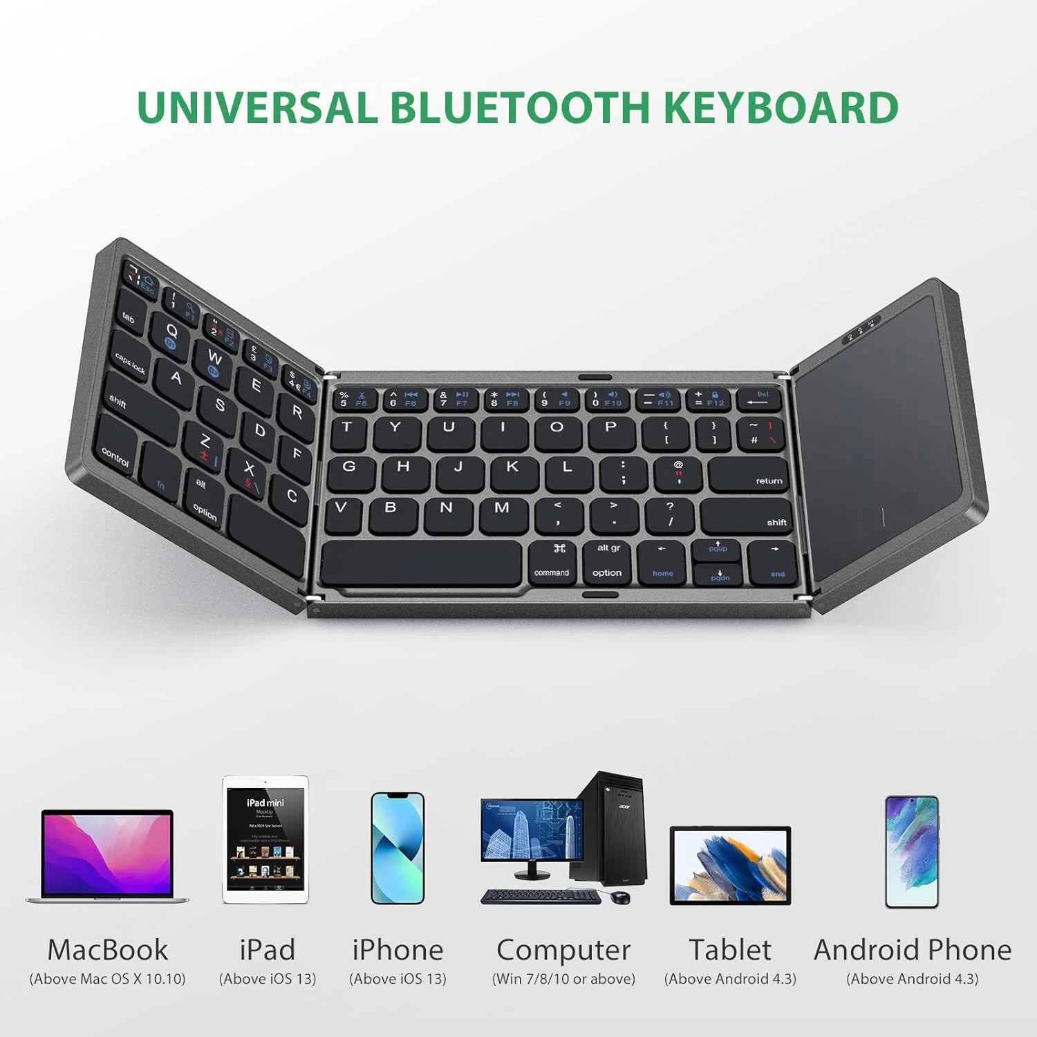 Foldable Keyboard with Touchpad Portable Mini Bluetooth Wireless Folding Keyboard for Mac Ios Android Windows PC Tablet