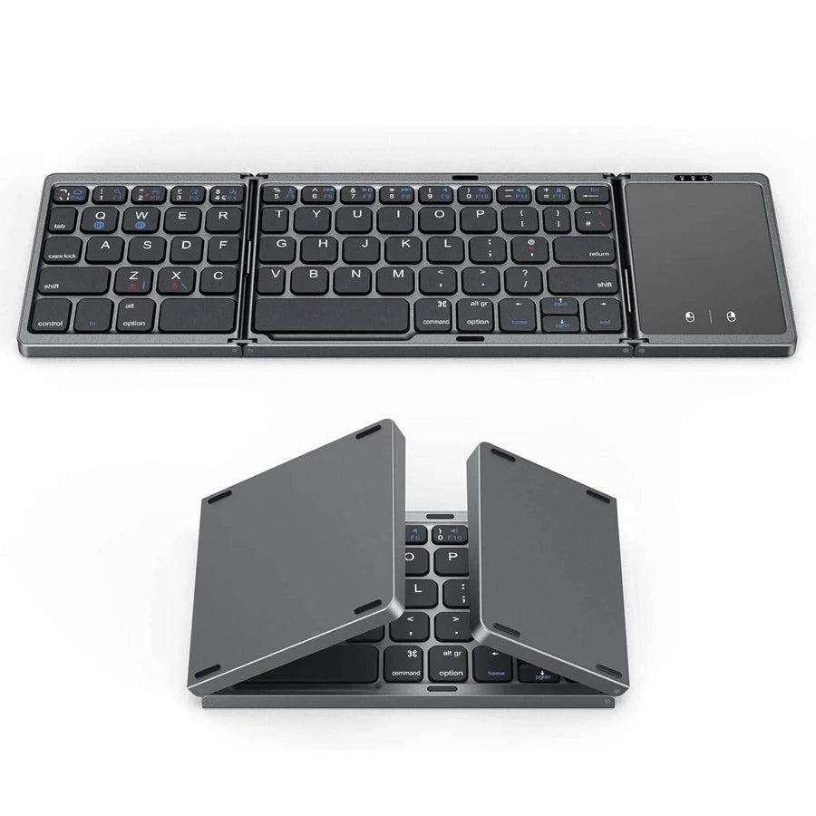 Foldable Keyboard with Touchpad Portable Mini Bluetooth Wireless Folding Keyboard for Mac Ios Android Windows PC Tablet