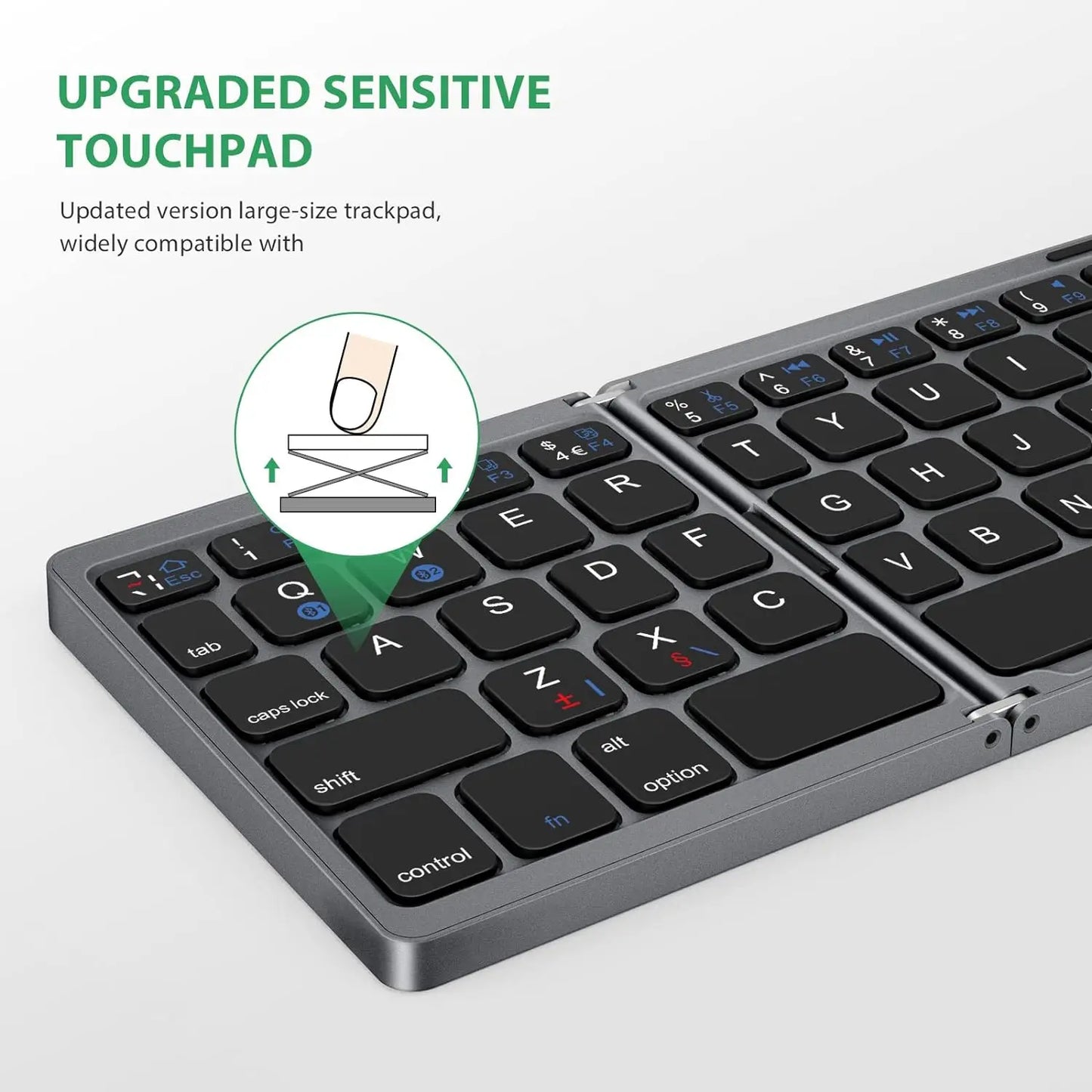 Foldable Keyboard with Touchpad Portable Mini Bluetooth Wireless Folding Keyboard for Mac Ios Android Windows PC Tablet