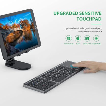 Foldable Keyboard with Touchpad Portable Mini Bluetooth Wireless Folding Keyboard for Mac Ios Android Windows PC Tablet